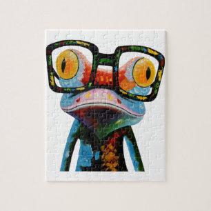 Hipster Glasses Frog Puzzle