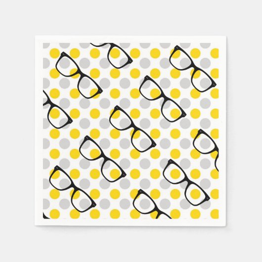 Hipster Glasses Polka Dot Paper Napkins Serviette (Vorderseite)