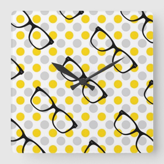 Hipster Glasses Wall Clock Quadratische Wanduhr (Vorderseite)