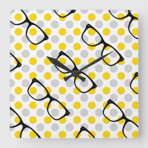Hipster Glasses Wall Clock Quadratische Wanduhr