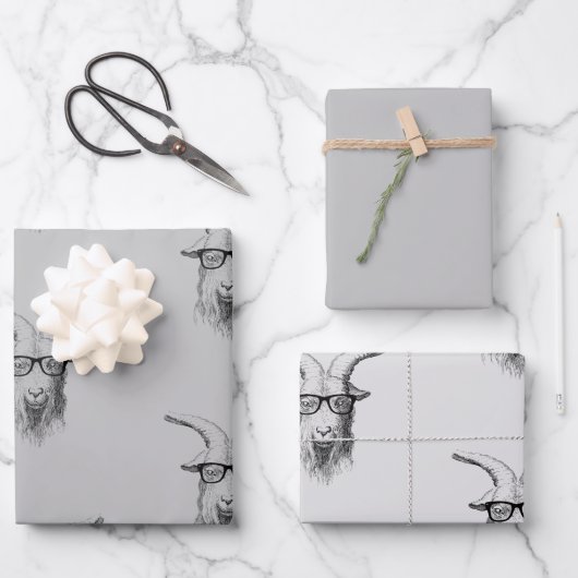 Hipster Goat Geschenkpapier Set (Vorderseite)