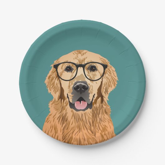 Hipster-goldener Retriever Pappteller (Vorderseite)