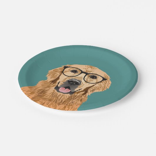 Hipster-goldener Retriever Pappteller (Schrägansicht)