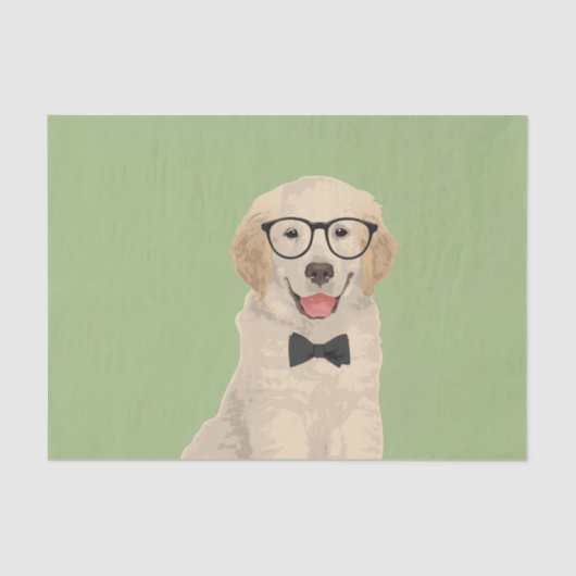 Hipster-goldener Retriever-Welpen-Seidenpapier Seidenpapier (Vorderseite)