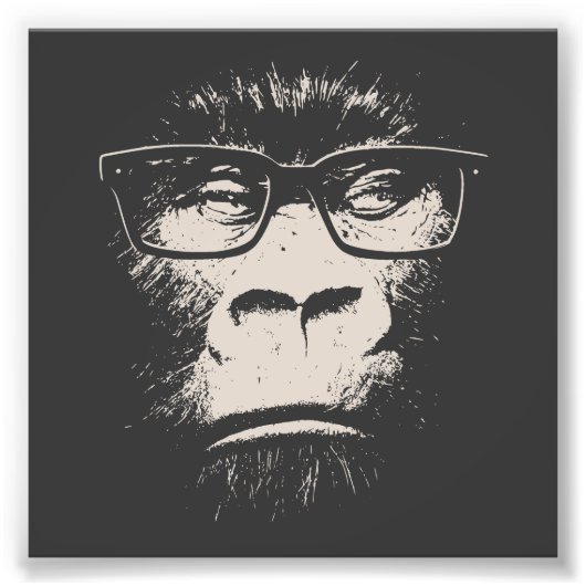 Hipster Gorilla mit Brille Fotodruck (Vorne)
