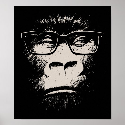 Hipster Gorilla mit Brille Poster (Vorne)