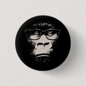 Hipster-Gorilla mit Gläsern Button (Vorderseite)
