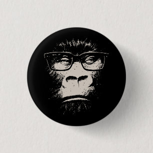 Hipster-Gorilla mit Gläsern Button