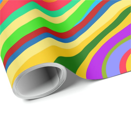 Hipster Groovy Retro Rainbow Surface Pattern  Geschenkpapier (Rolleneckpunkt)