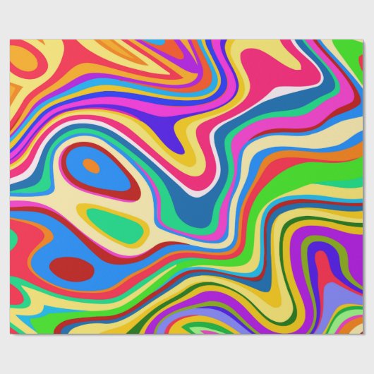 Hipster Groovy Retro Rainbow Surface Pattern  Geschenkpapier (Flach)