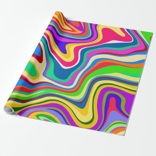 Hipster Groovy Retro Rainbow Surface Pattern Geschenkpapier (Ungerollt)