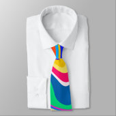 Hipster Groovy Retro Rainbow Surface Pattern Krawatte (Gebunden)
