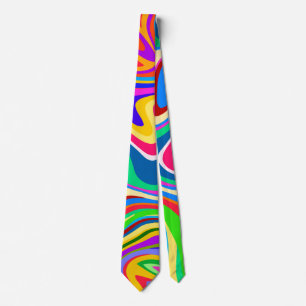 Hipster Groovy Retro Rainbow Surface Pattern Krawatte
