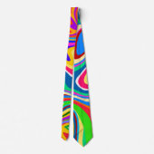Hipster Groovy Retro Rainbow Surface Pattern Krawatte (Rückseite)