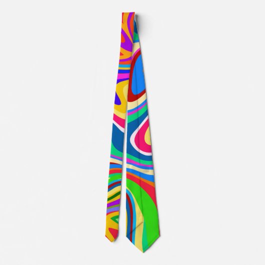 Hipster Groovy Retro Rainbow Surface Pattern Krawatte (Rückseite)