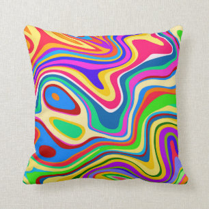 Hipster Groovy Retro Regenbogen-Oberflächenmuster Kissen