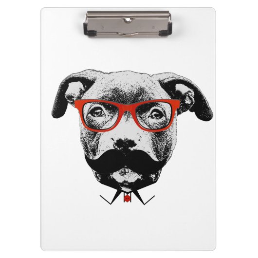 Hipster-Gruben-Stier-Terrier Klemmbrett (Vorderseite)