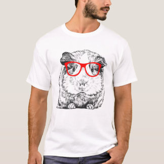 Hipster Guinea Schweinefleisch in roter Brille Hau T-Shirt