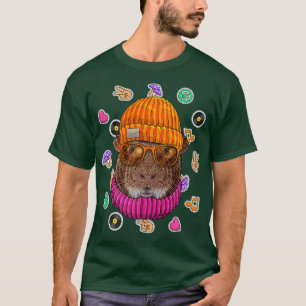 Hipster Guinea Schweinegrippe Nerd Brille Tierisch T-Shirt