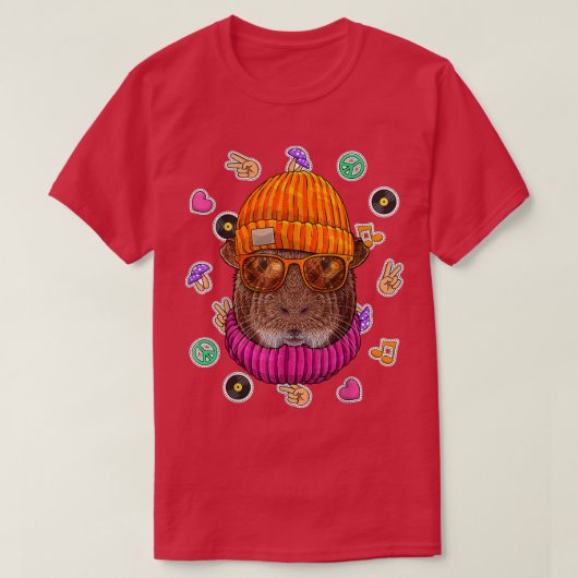 Hipster Guinea Schweinegrippe Nerd Brille Tierisch T-Shirt (Design vorne)