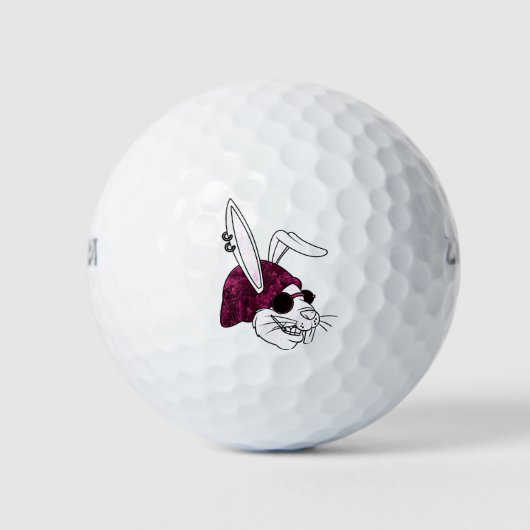 Hipster-Hase Golfball (Vorderseite)