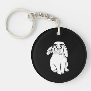 Hipster-Hase Lustiger Hase Mit Brille Süßes Anima Schlüsselanhänger