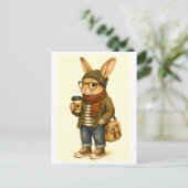 Hipster-Hasen-Postkarte Postkarte (Stehend Vorderseite)