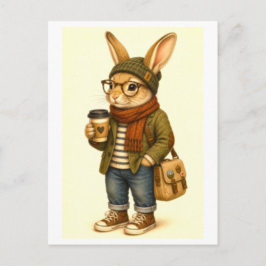 Hipster-Hasen-Postkarte Postkarte (Vorderseite)