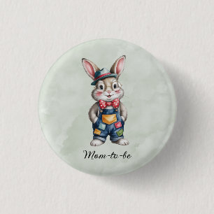 Hipster-Hasenjunge-Baby-Shower-Mama-in-spe Button