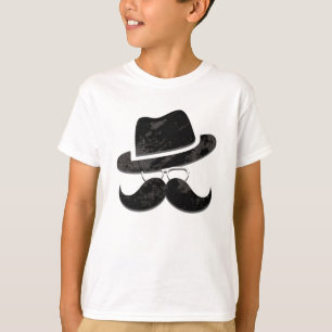 Hipster Herr Schnurrbart Hut Brille Vintage Maßanf T-Shirt