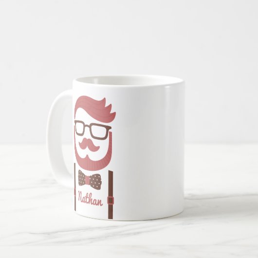 Hipster-Herr-Schnurrbart und Bowtie Tasse (Vorderseite Links)
