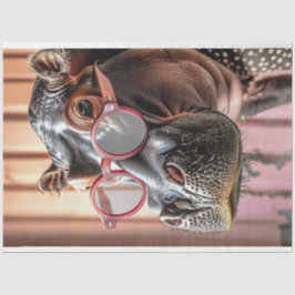 Hipster Hippo Pink Sonnenbrille Decoupage Verlasse Seidenpapier