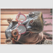 Hipster Hippo Pink Sonnenbrille Decoupage Verlasse Seidenpapier (Vorderseite)