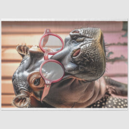 Hipster Hippo Pink Sonnenbrille Decoupage Verlasse Seidenpapier