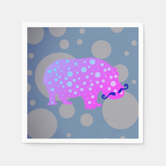 Hipster Hippopotamus Cocktail Papier Napkins Serviette (Vorderseite)