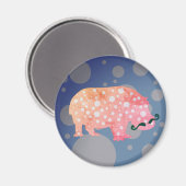 Hipster Hippopotamus Standard, 5,7 cm, Rundmagnet Magnet (Vorderseite/Rückseite)