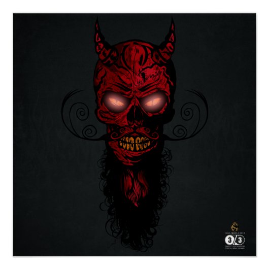 Hipster-Hipster-Skulls-Bärtling-Musta-Totenkopf Poster (Vorderseite)