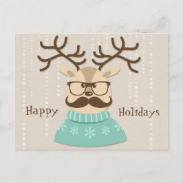Hipster Holiday Reindeer Feiertagspostkarte