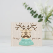 Hipster Holiday Reindeer Feiertagspostkarte (Stehend Vorderseite)