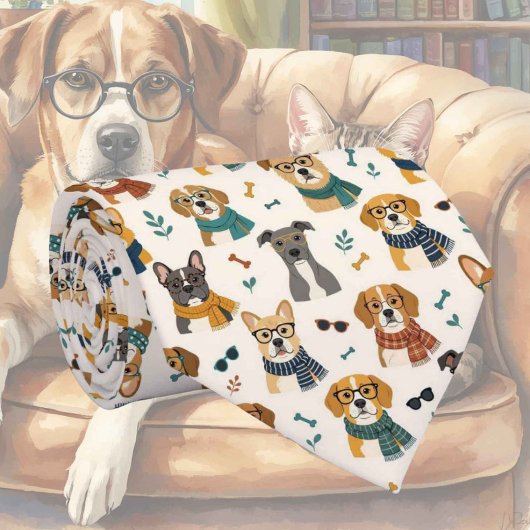 Hipster-Hund-mit-Brille-Illustrationen Krawatte