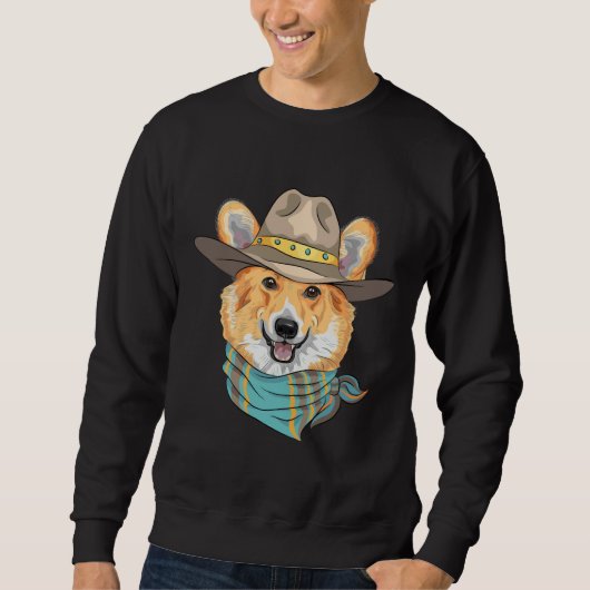 Hipster Hund Pembrach walisische Corgi-Rasse in Hu Sweatshirt (Vorderseite)