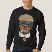 Hipster Hund Rottweiler in einer braunen Hülle mit Sweatshirt (Vorderseite)
