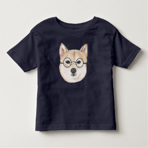 Hipster-Hund, Shiba Inu mit Überformatgläsern Kleinkind T-shirt