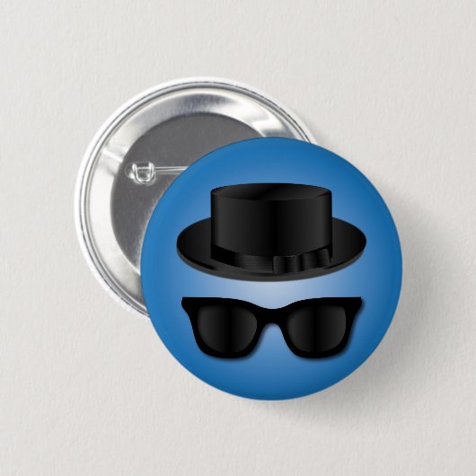 Hipster-Hut und Gläser Button (Vorne & Hinten)
