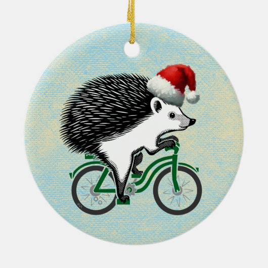 Hipster Igel Reiten Keramik Ornament (Hinten)
