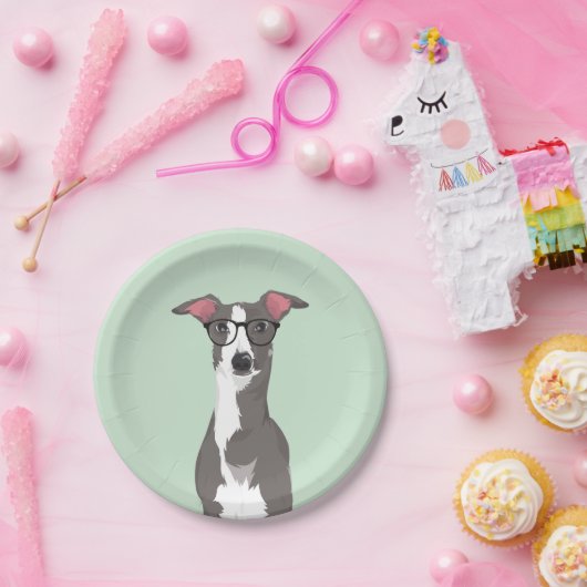 Hipster-italienischer Windhund-Hund für Pappteller (Party)