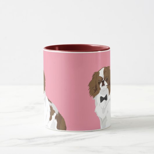 Hipster-Japaner Chin mit schwarzer Krawatte für Tasse (Zentrum)