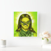 hipster jesus saves and loves quadratische wanduhr (Zuhause)