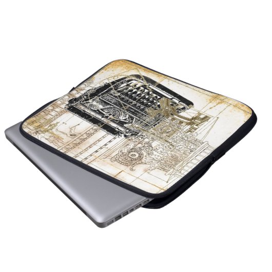 Hipster Journalist Steampunk Schreibmaschine Laptopschutzhülle (Vorne Knopf)