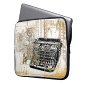 Hipster Journalist Steampunk Schreibmaschine Laptopschutzhülle (Vorderseite Links)
